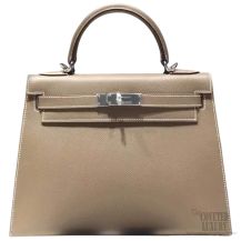 Hermes Kelly 32 Bag Etoupe CK18 Epsom SHW