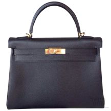 Hermes Kelly 32 Black Epsom GHW