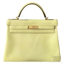 Hermes Kelly 32 Bag Jaune Poussin 1Z Togo GHW