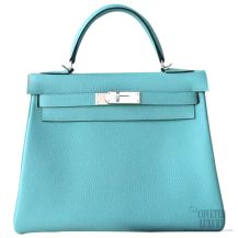 Hermes Kelly 32 Bag Blue Atoll 3p Togo SHW