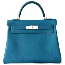 Hermes Kelly 32 Bag Blue Izmir 7w Togo SHW