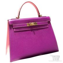 Hermes Kelly 32 Bag Bicolor Anemone p9 Epsom GHW