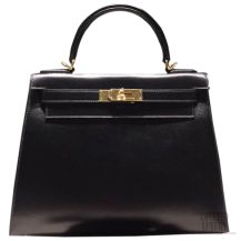 Hermes Kelly 32 Black Tadelak GHW