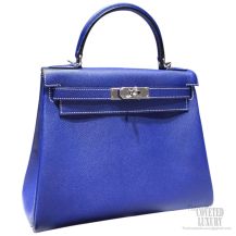 Hermes Kelly 32 Blue Electric 7T Epsom SHW