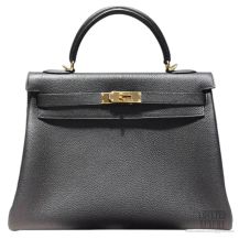 Hermes Kelly 32 Bag Black Togo GHW