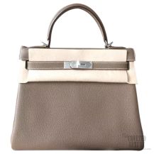 Hermes Kelly 28 Etoupe CK18 Togo Leather SHW