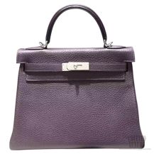 Hermes Kelly 28 Bag Raisin ck59 Togo Leather SHW