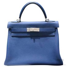 Hermes Kelly 28 Bag Blue De Galice Togo Leather SHW