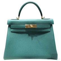 Hermes Kelly 28 Bag Malachite Z6 Togo Leather GHW