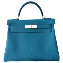 Hermes Kelly 28 Bag Blue Izmir 7w Togo Leather SHW