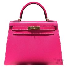 Hermes Kelly 28 Rose Tyrien E5 Epsom Leather GHW