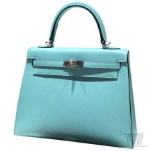 Hermes Kelly 28 Blue Atoll 3P Epsom Leather SHW