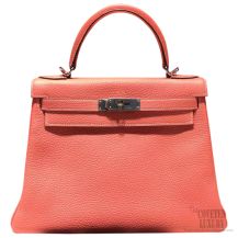 Hermes Kelly 28 Crevette Togo Leather SHW