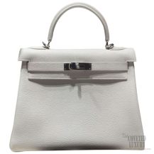 Hermes Kelly 28 Blanc Togo Leather SHW