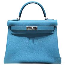 Hermes Kelly 28 Blue Paradise 7B Togo Leather SHW