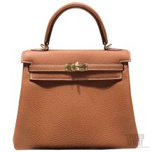 Hermes Kelly 28 Gold CK37 Togo Leather Golen hw