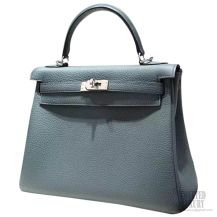 Hermes Kelly 28 Blue Orage Y7 Togo Leather SHW