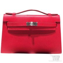 Hermes Mini Kelly Pochette 22 Epsom Rouge Casaque