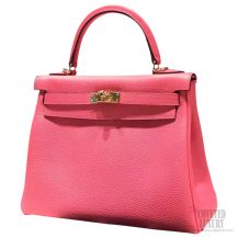 Hermes Kelly 25 Rose Lipstick U5 Togo Leather Handstitched