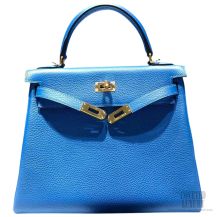 Hermes Kelly 25 Mykonos Togo Leather Handstitched GHW