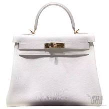 Hermes Kelly 25 White Togo Leather Handstitched GHW