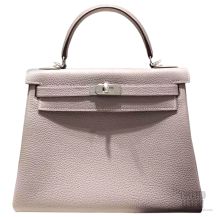 Hermes Kelly 25 Gris Tourterelle CK81 Togo Leather Handstitched SHW