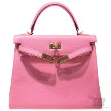 Hermes Kelly 25 Pink 5P Togo Leather Handstitched GHW