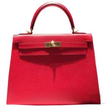 Hermes Kelly 25 Rouge Casaque Q5 Epsom Leather Handstitched GHW