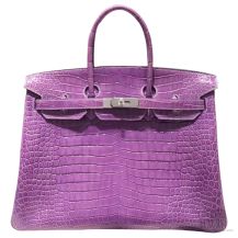 Hermes Birkin 35 Bag Violet Crocodile SHW