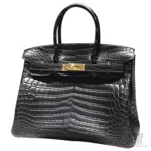 Hermes Birkin 35 Bag Black Crocodile GHW