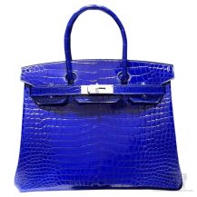 Hermes Birkin 30 Bag Blue Electric Crocodile SHW