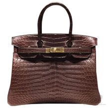 Hermes Birkin 30 Bag Chocolat Crocodile GHW