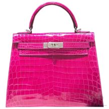 Hermes Kelly 28 Bag Rose Scheherazade j5 Crocodile SHW