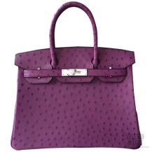 Hermes Birkin 35 Bag Ultraviolet Ostrich SHW