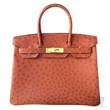 Hermes Birkin 35 Bag Brown Ostrich GHW