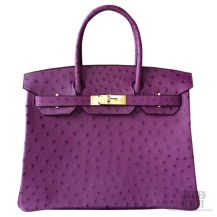 Hermes Birkin 35 Bag Violet Ostrich GHW