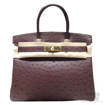 Hermes Birkin 35 Bag Marron Fonce Ostrich GHW