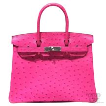 Hermes Birkin 35 Bag Fuschia Ostrich SHW