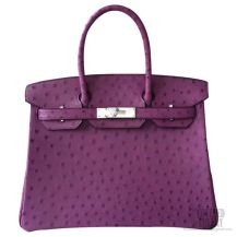 Hermes Birkin 30 Bag Ultraviolet Ostrich SHW