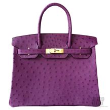 Hermes Birkin 30 Bag Violet Ostrich GHW