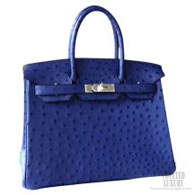 Hermes Birkin 30 Bag Blue Iris Ostrich SHW