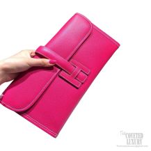 Hermes Jige Elan Clutch Rose Tyrein Epsom Leather