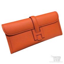 Hermes Jige Elan Clutch Orange Epsom Leather