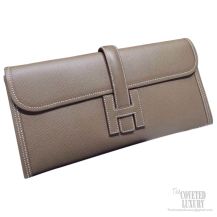 Hermes Jige Elan Clutch Etoupe Epsom Leather