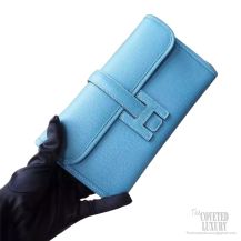 Hermes Jige Mini Clutch ck75 Blue Jean Epsom Calfskin