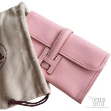 Hermes Jige Duo Mini Clutch 3q Rose Sakura Swift Calfskin