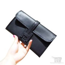 Hermes Jige Duo Mini Clutch ck89 Noir Swift and Lizard