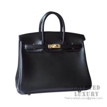 Hermes Birkin 25 Handbag 89 Noir Box GHW