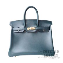 Hermes Birkin 25 Handbag 2Q Vert Anglais Box GHW
