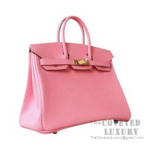 Hermes Birkin 25 Handbag 1Q Rose Confetti Epsom GHW